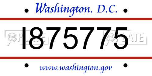 I875775 District Of Columbia License Plate