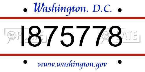 I875778 District Of Columbia License Plate
