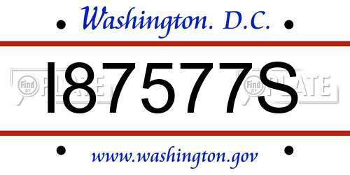 I87577S District Of Columbia License Plate