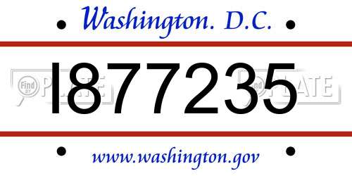 I877235 District Of Columbia License Plate
