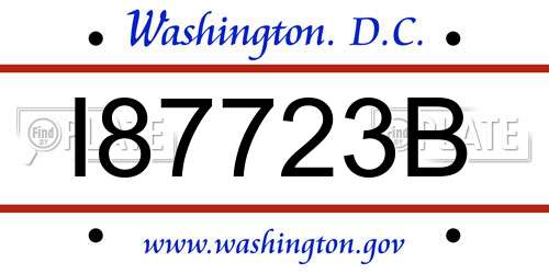 I87723B District Of Columbia License Plate