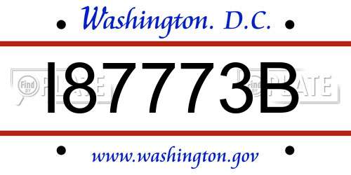 I87773B District Of Columbia License Plate