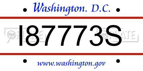 I87773S District Of Columbia License Plate
