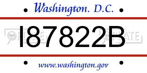 I87822B District Of Columbia License Plate