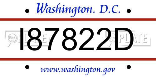 I87822D District Of Columbia License Plate