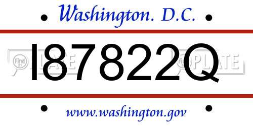 I87822Q District Of Columbia License Plate