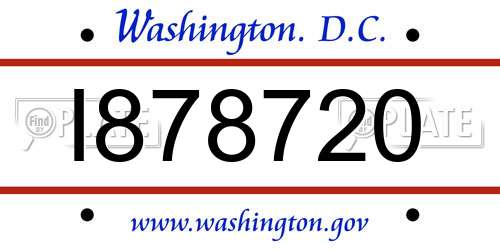 I878720 District Of Columbia License Plate