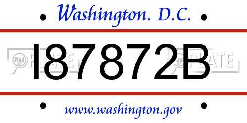 I87872B District Of Columbia License Plate