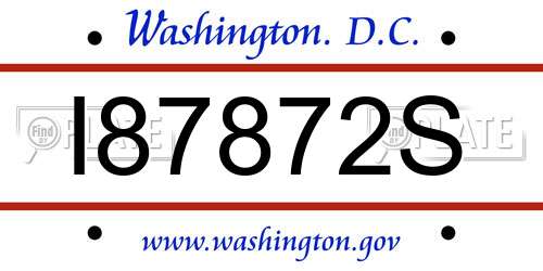 I87872S District Of Columbia License Plate