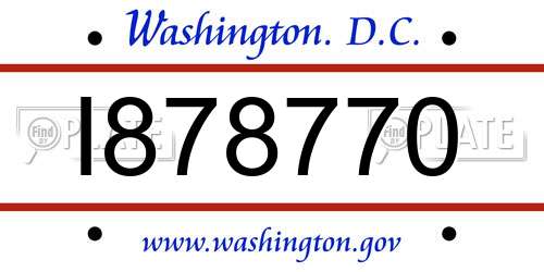 I878770 District Of Columbia License Plate