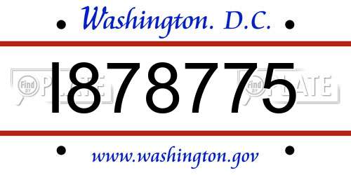 I878775 District Of Columbia License Plate