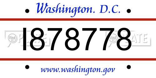 I878778 District Of Columbia License Plate