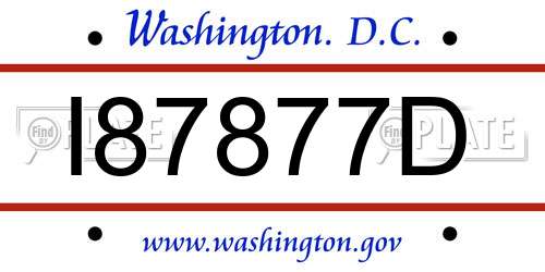 I87877D District Of Columbia License Plate