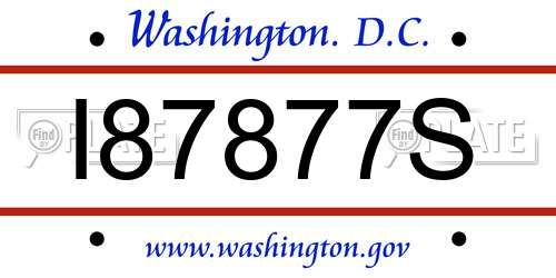 I87877S District Of Columbia License Plate