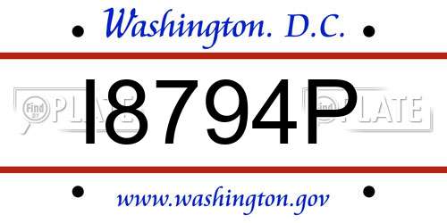 I8794P District Of Columbia License Plate
