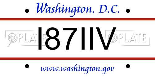 I87IIV District Of Columbia License Plate