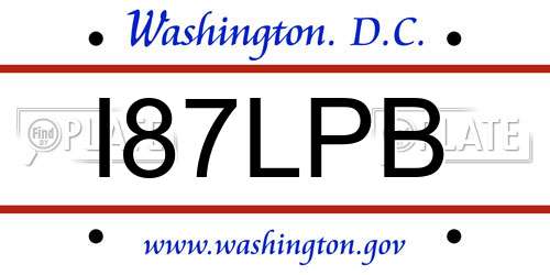 I87LPB District Of Columbia License Plate