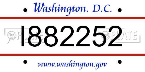 I882252 District Of Columbia License Plate