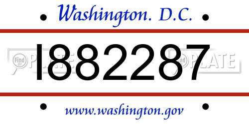 I882287 District Of Columbia License Plate