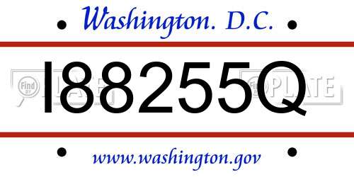 I88255Q District Of Columbia License Plate