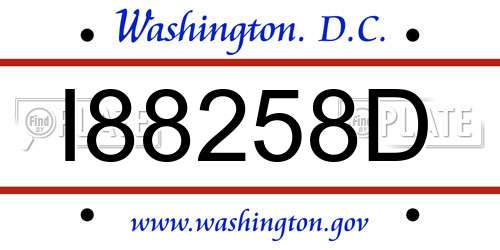 I88258D District Of Columbia License Plate