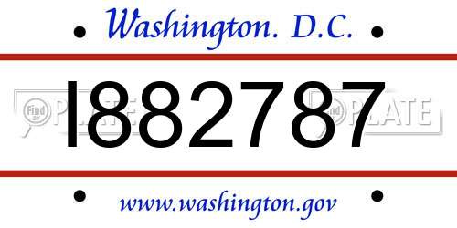I882787 District Of Columbia License Plate
