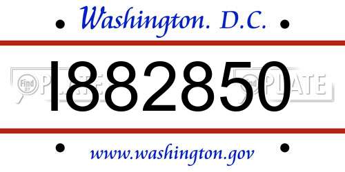 I882850 District Of Columbia License Plate
