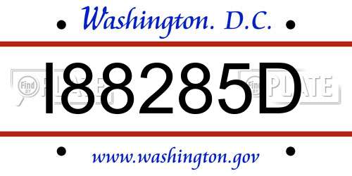 I88285D District Of Columbia License Plate