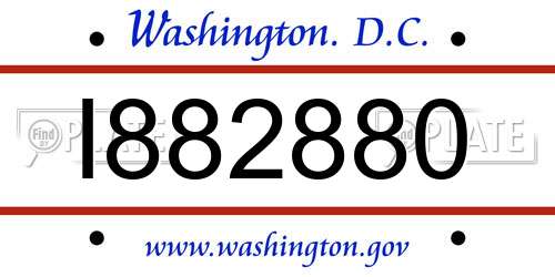 I882880 District Of Columbia License Plate