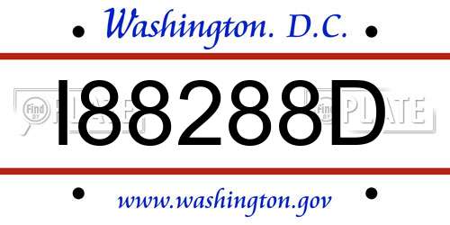 I88288D District Of Columbia License Plate