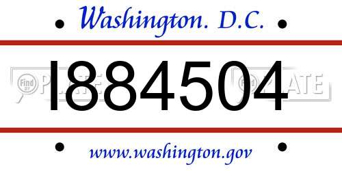 I884504 District Of Columbia License Plate