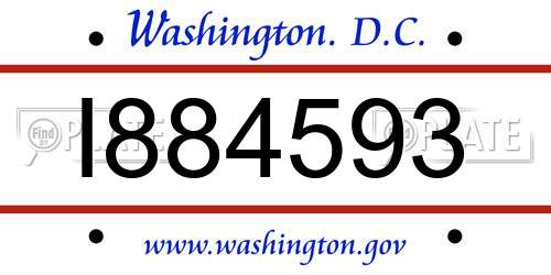 I884593 District Of Columbia License Plate