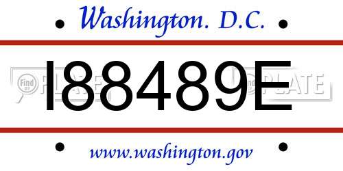 I88489E District Of Columbia License Plate