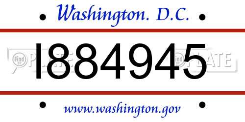 I884945 District Of Columbia License Plate