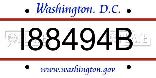 I88494B District Of Columbia License Plate
