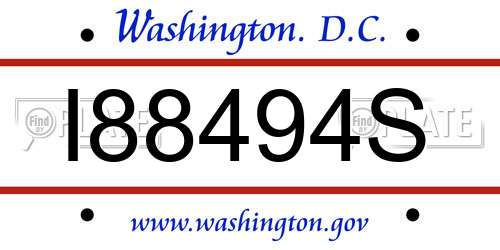 I88494S District Of Columbia License Plate
