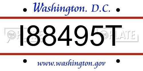 I88495T District Of Columbia License Plate