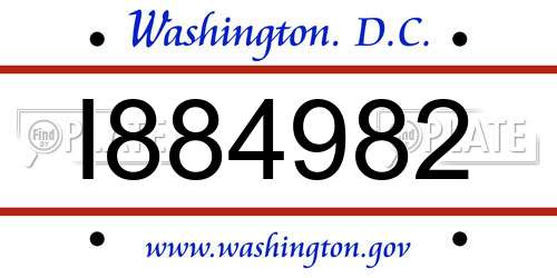 I884982 District Of Columbia License Plate