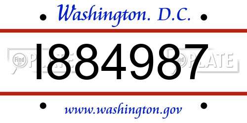 I884987 District Of Columbia License Plate