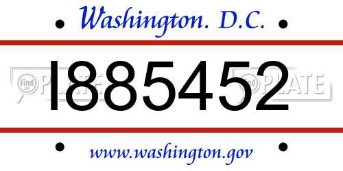 I885452 District Of Columbia License Plate