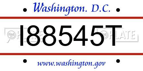 I88545T District Of Columbia License Plate