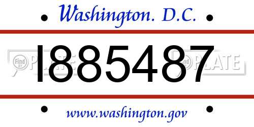I885487 District Of Columbia License Plate