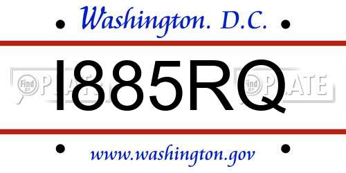 I885RQ District Of Columbia License Plate