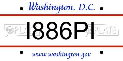 I886PI District Of Columbia License Plate