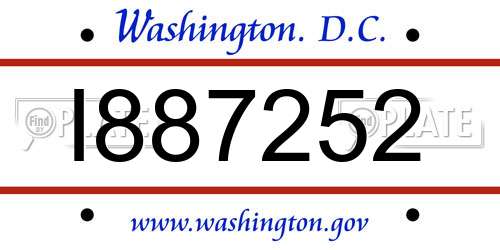 I887252 District Of Columbia License Plate