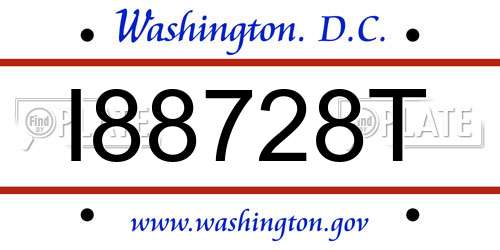 I88728T District Of Columbia License Plate
