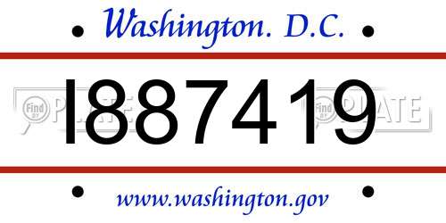 I887419 District Of Columbia License Plate
