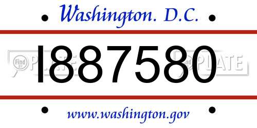 I887580 District Of Columbia License Plate