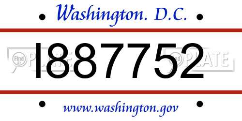 I887752 District Of Columbia License Plate