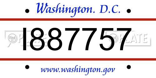 I887757 District Of Columbia License Plate